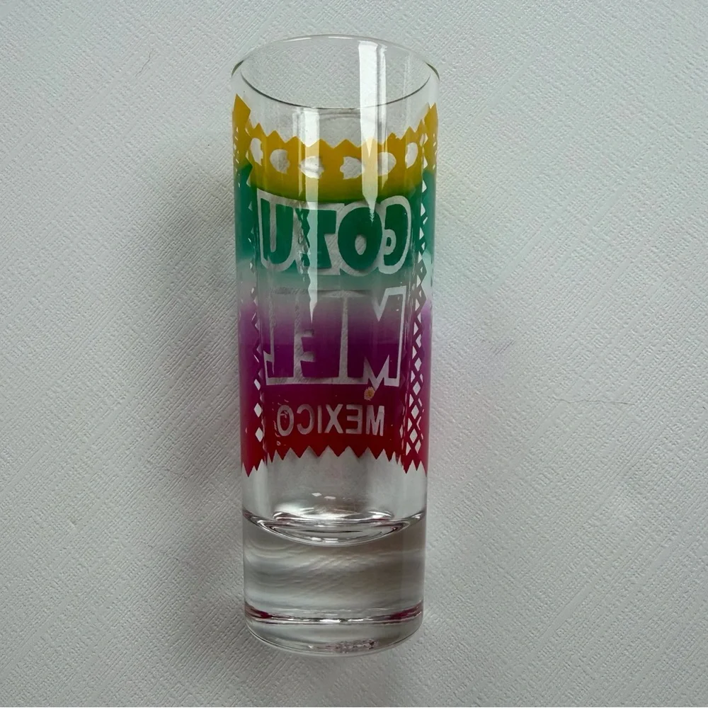 VTG‎ Cozumel Mexico colorful tall skinny shot glass